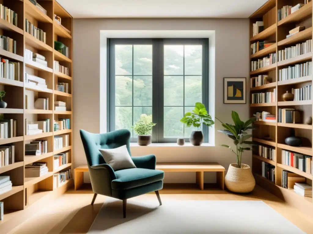 Acogedora biblioteca en casa con armonización hogar con Feng Shui