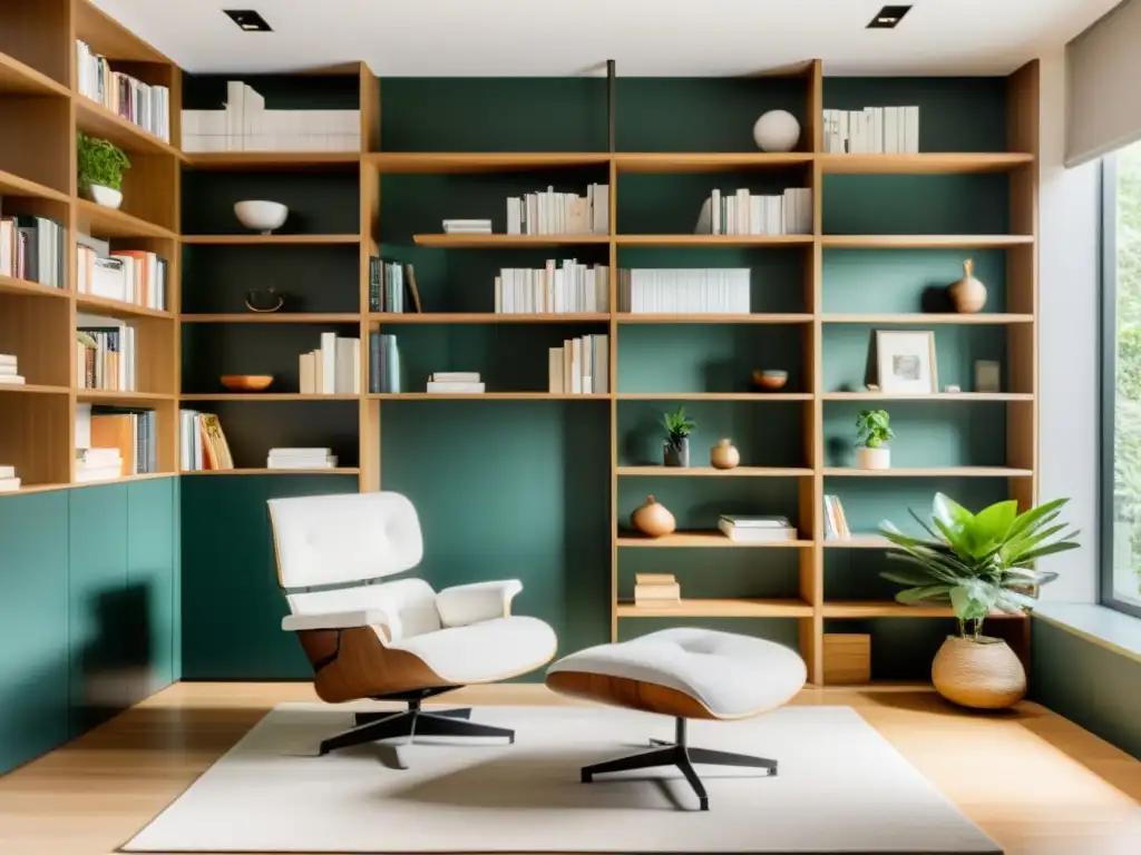 Acogedora biblioteca en casa con Feng Shui en obras literarias