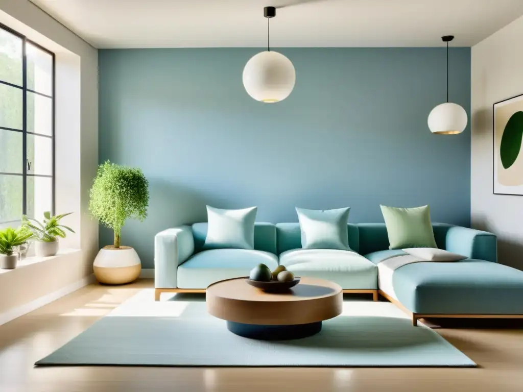 Un apartamento estudio minimalista y sereno con decoración según los principios del Feng Shui para espacios pequeños