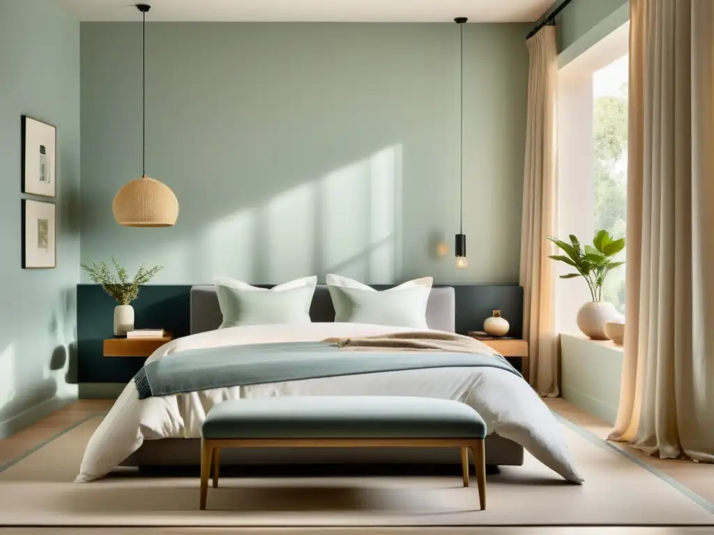 Armonía y serenidad en un dormitorio con influencia emocional de Feng Shui colores