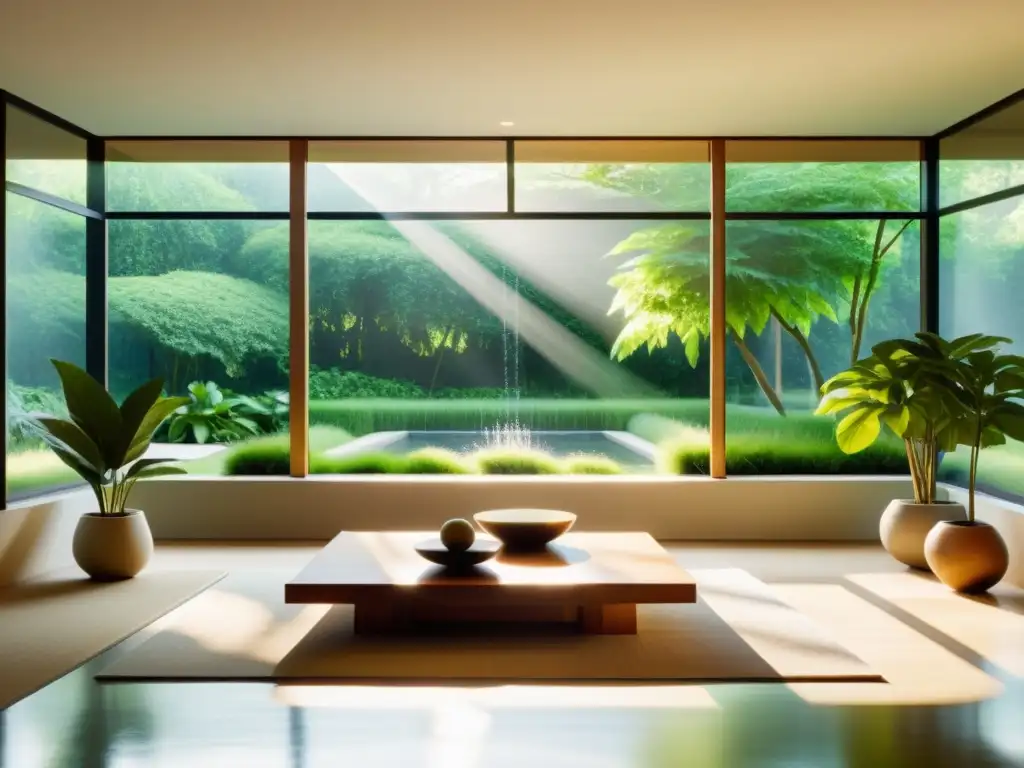 Armonía y serenidad en una habitación soleada con elementos de Feng Shui