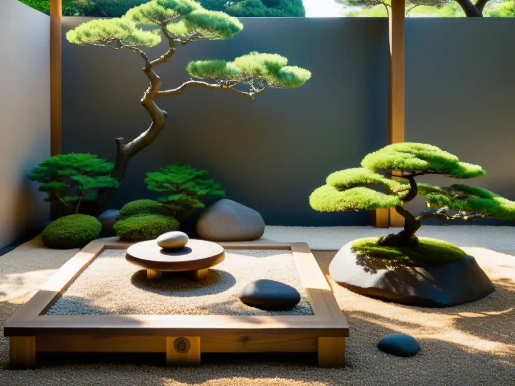 Armonioso jardín japonés con Feng Shui integración para el hogar, donde la tranquilidad se fusiona con la naturaleza