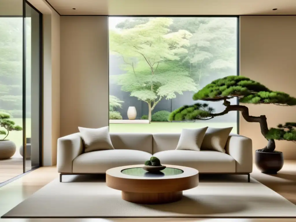 Armonioso salón minimalista con elementos de Feng Shui en hogares multiculturales