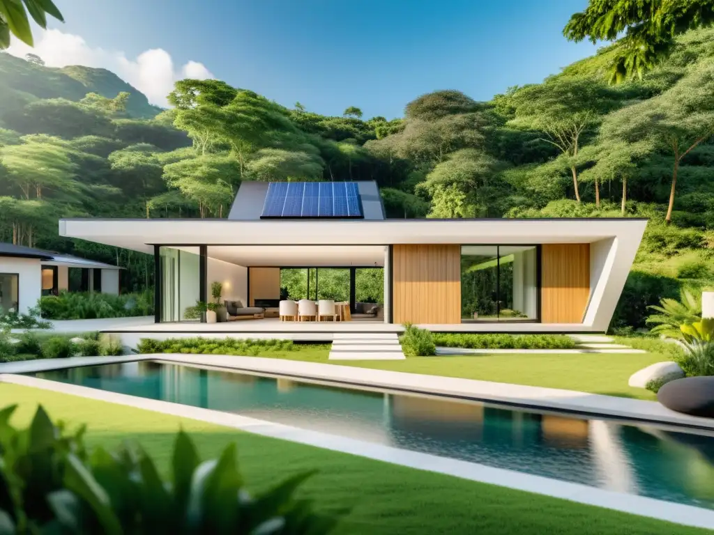 Arquitectura sustentable: hogar moderno en armonización con la energía vital de la naturaleza