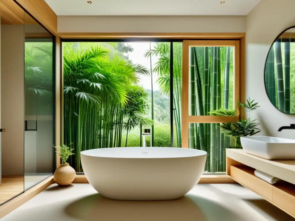 Un baño zen para armonización del hogar, con luz natural y toques de naturaleza, transmite tranquilidad y pureza