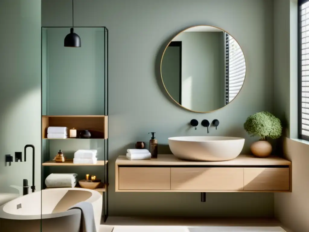 Un baño pequeño armonizado con Feng Shui: luz natural, decoración minimalista y atmósfera tranquila