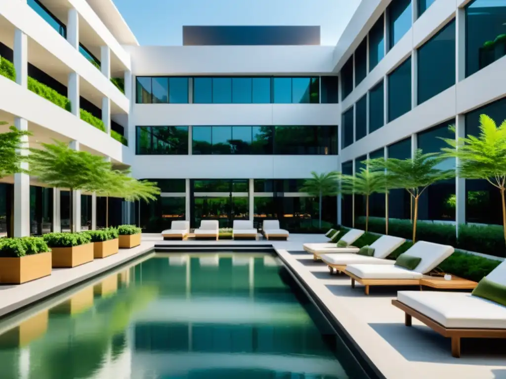 Un centro comercial armonioso con arquitectura moderna y elementos de Feng Shui en centros comerciales, ofrece tranquilidad y equilibrio