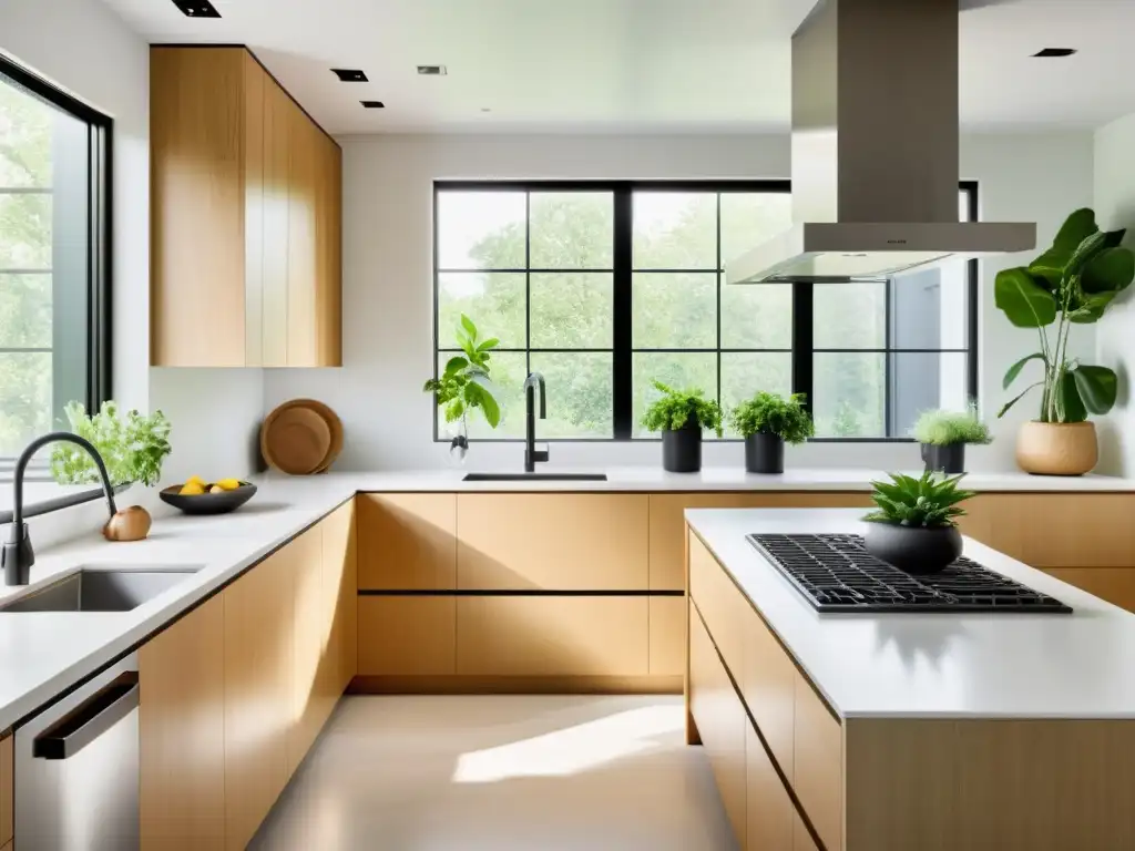 Cocina moderna minimalista con diseño Feng Shui para armonía