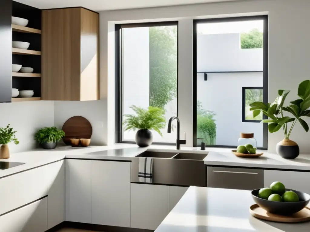 Cocina de diseño Feng Shui: armonización con plantas y luz natural