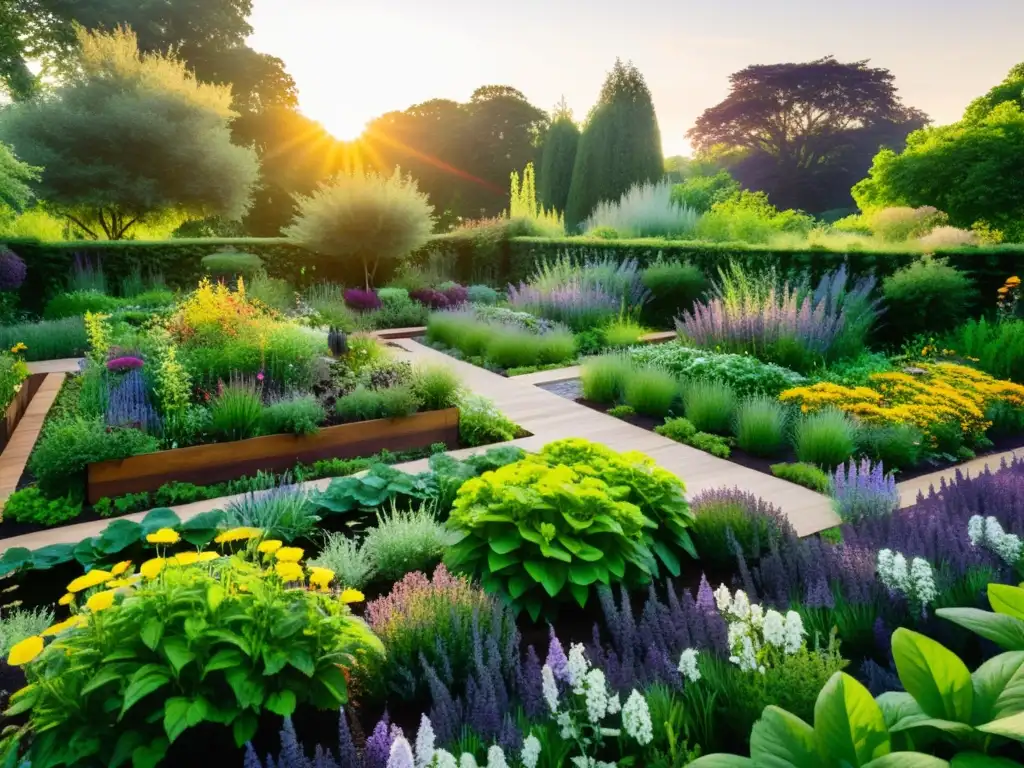 Un jardín comestible rebosante de vida y armonía