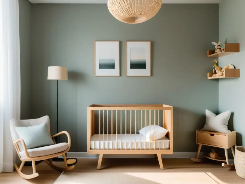 Consejos Feng Shui habitación infantil: Sereno vivero minimalista, tonos neutros, luz natural y muebles de madera clara