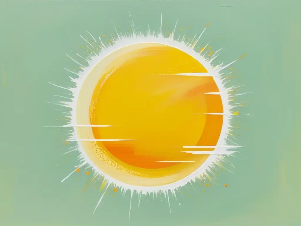 Cuadro abstracto y minimalista del sol amarillo, irradiando calidez y energía