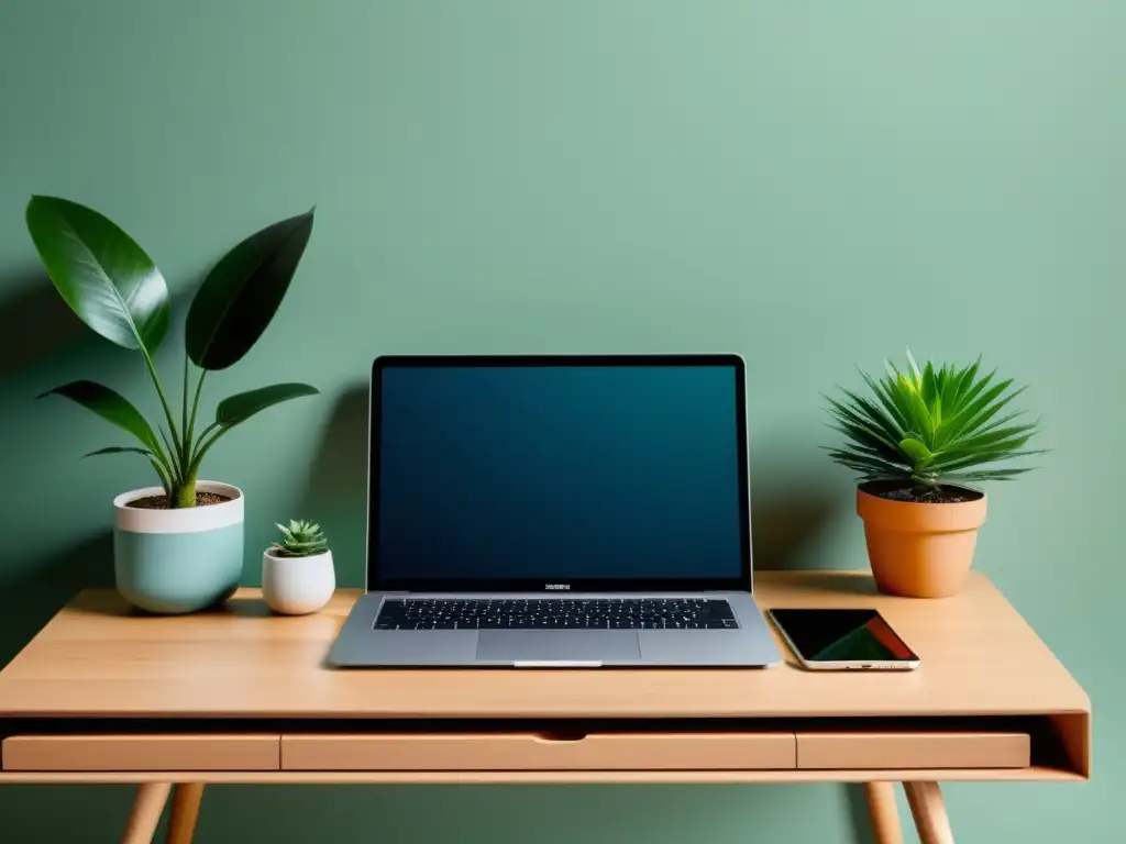 Diseño armónico de dispositivos electrónicos en un espacio tranquilo y equilibrado, inspirado en el Feng Shui