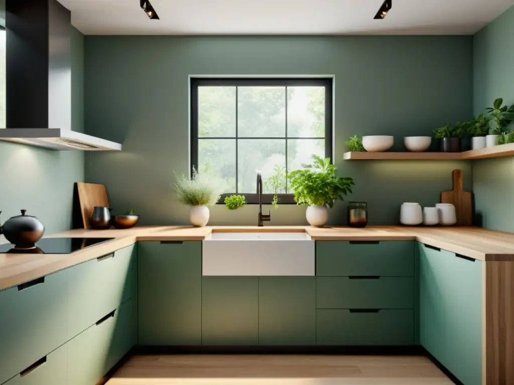 Diseño de cocinas según Feng Shui: Imagen de cocina minimalista con líneas limpias, luz natural y armonía