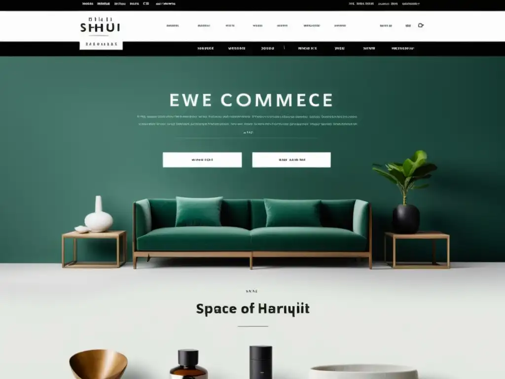 Diseño de espacios virtuales Feng Shui: Página de inicio de tienda online moderna y equilibrada, con una paleta de colores calmante y diseño armonioso