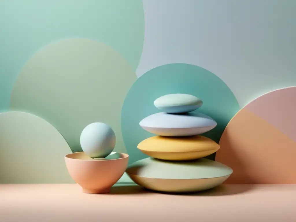 Diseño gráfico inspirado en el Feng Shui: equilibrio y armonía en colores pastel y líneas limpias