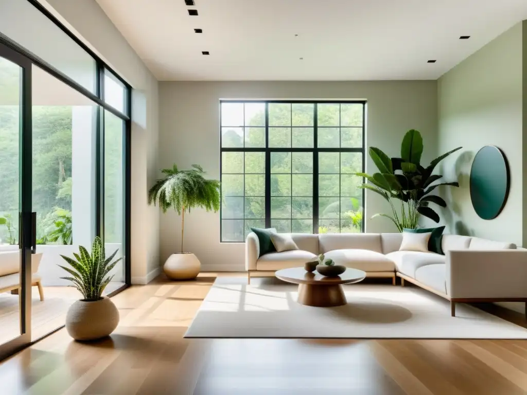 Interior moderno y minimalista con luz natural Diseño minimalista y armonioso con luz natural y elementos de Feng Shui en la arquitectura tradicional