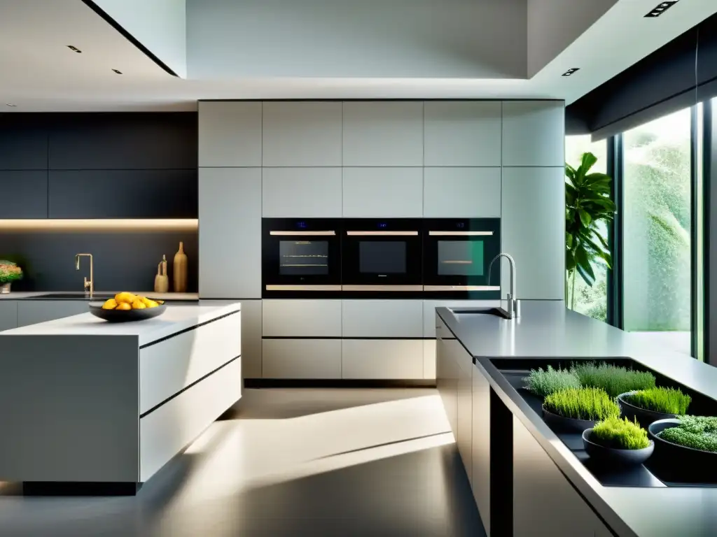 Diseño de cocina Feng Shui: Cocina minimalista con electrodomésticos futuristas integrados y ambiente armonioso