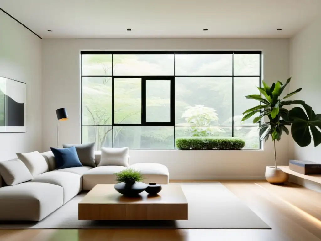 Diseño moderno con Feng Shui: Sala de estar minimalista con líneas limpias, colores neutros y elementos cuidadosamente seleccionados