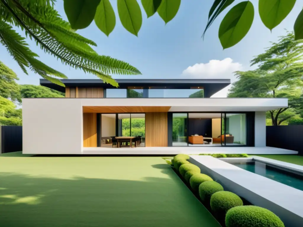 Diseño resiliente con Feng Shui, arquitectura moderna y armoniosa, integrando elementos naturales y sostenibles