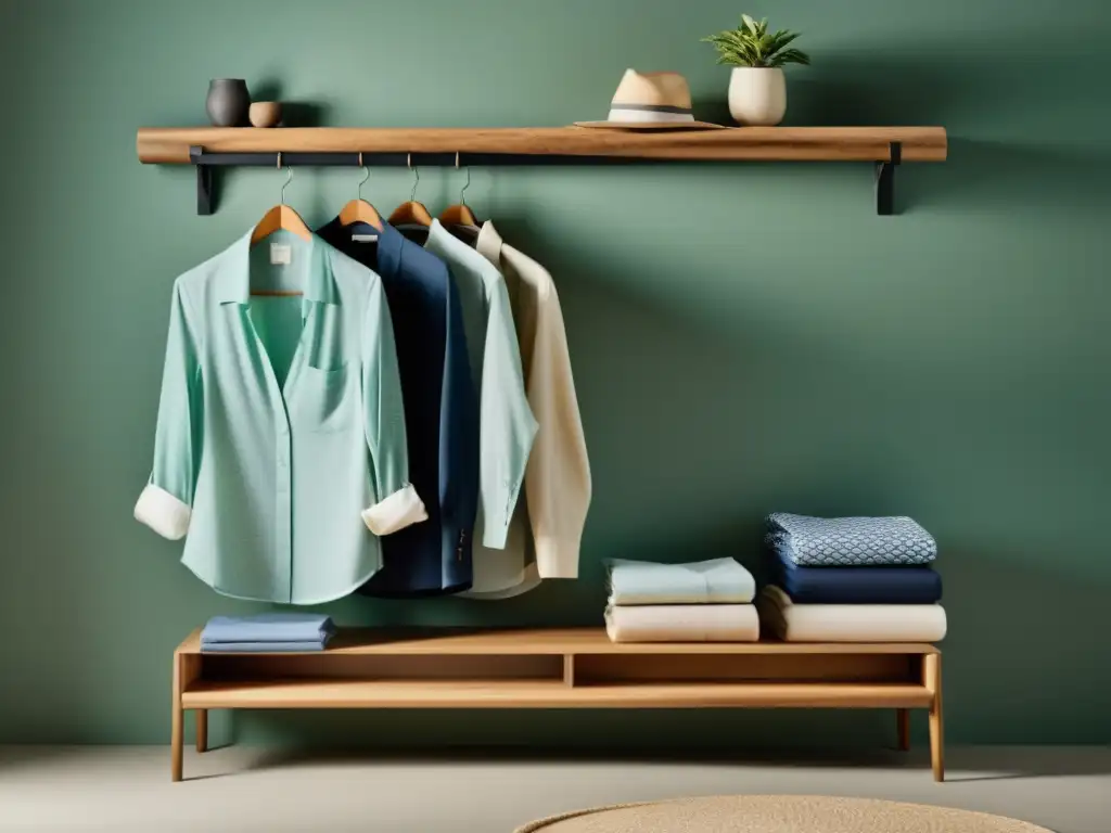 Diseño de ropa para Feng Shui: Armario sereno con prendas dobladas en colores y patrones equilibrados