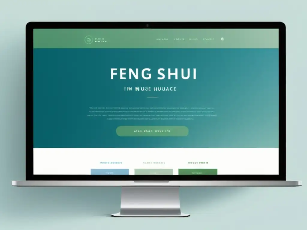 Un diseño web minimalista con Patrones de Feng Shui, armonía y equilibrio en colores y disposición de elementos