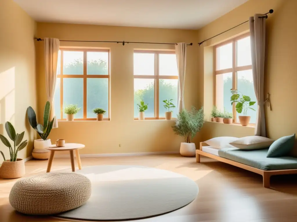 Un dormitorio infantil sereno y minimalista con colores suaves y muebles de madera natural