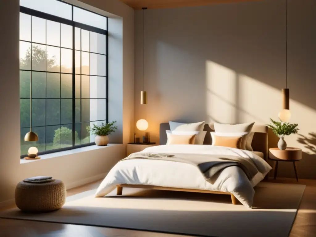 Un dormitorio sereno con iluminación natural para bienestar emocional