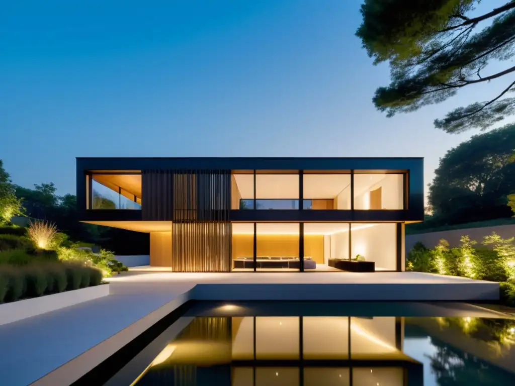 Edificio moderno integrado con armonía en la naturaleza, reflejando principios de Feng Shui en el diseño estructural