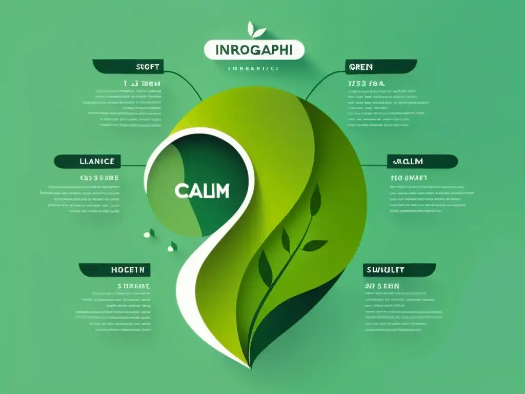 Infografía serena y equilibrada: naturaleza en armonía Infografía equilibrada con elementos de la naturaleza, armoniosa y serena, siguiendo los principios del Feng Shui para infografías equilibradas
