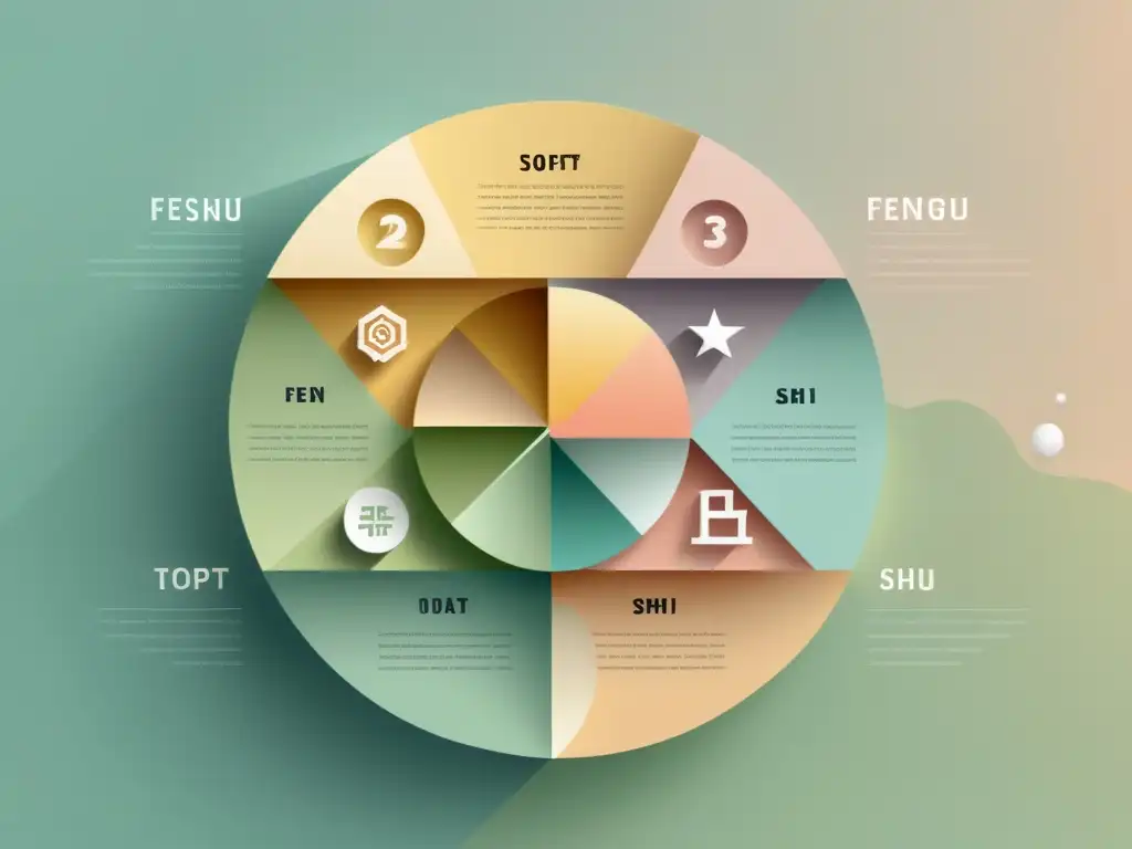 Diseño infográfico sereno y equilibrado con Feng Shui Feng Shui para infografías equilibradas: diseño minimalista con colores suaves y armonía visual