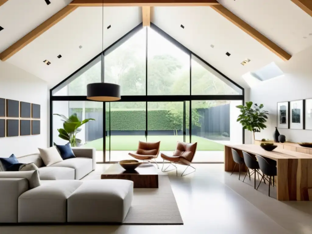 Decoración de loft con equilibrio Feng Shui y conexión a la naturaleza