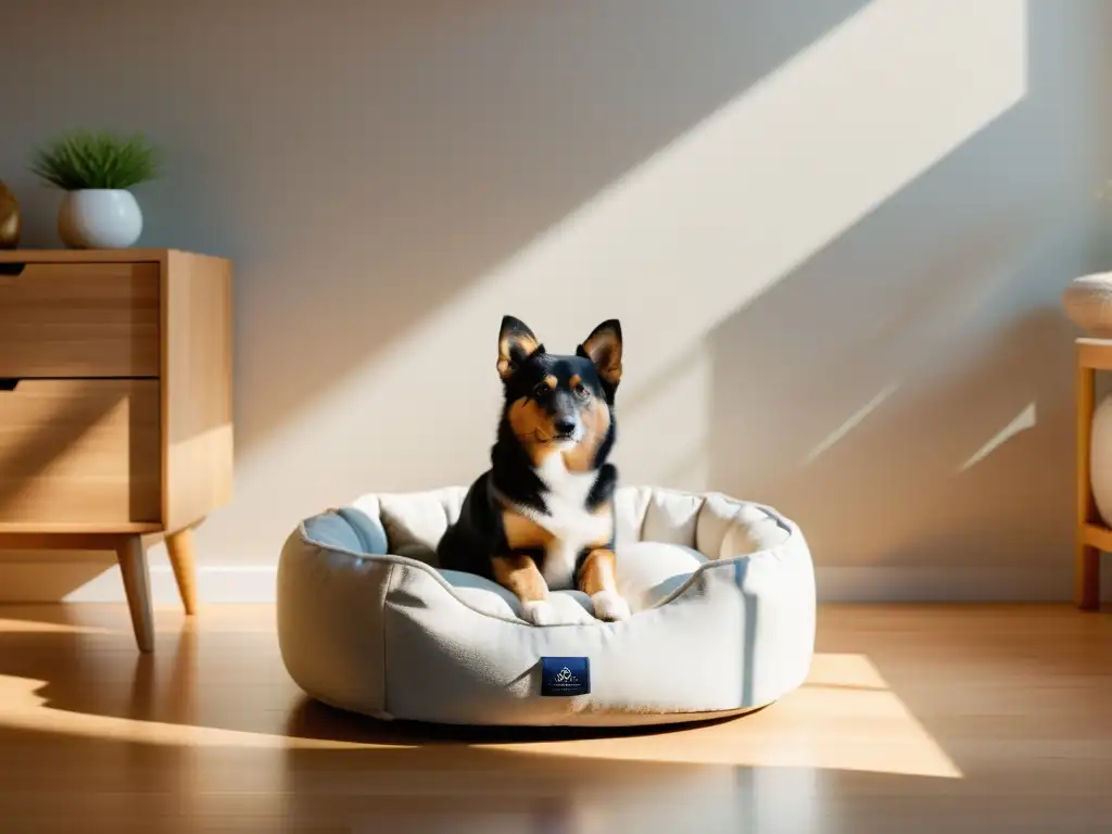 Un espacio armonioso con luz natural y una cama para mascotas, promoviendo el bienestar y la armonía con Feng Shui para mascotas felices