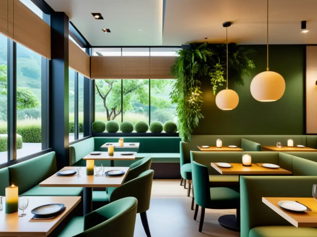 Espacio armonioso de restaurante Feng Shui con diseño equilibrado y ambiente tranquilo, ideal para arte culinario Feng Shui restaurantes