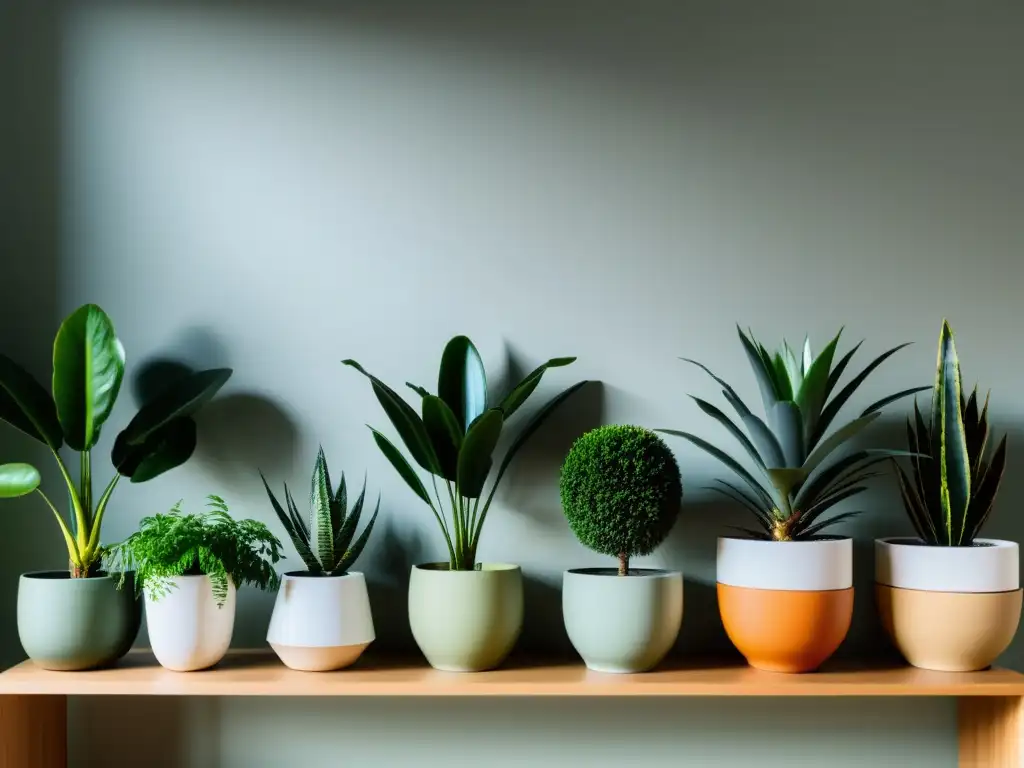 Un espacio armonizado con plantas de Feng Shui en macetas, que irradia paz y equilibrio