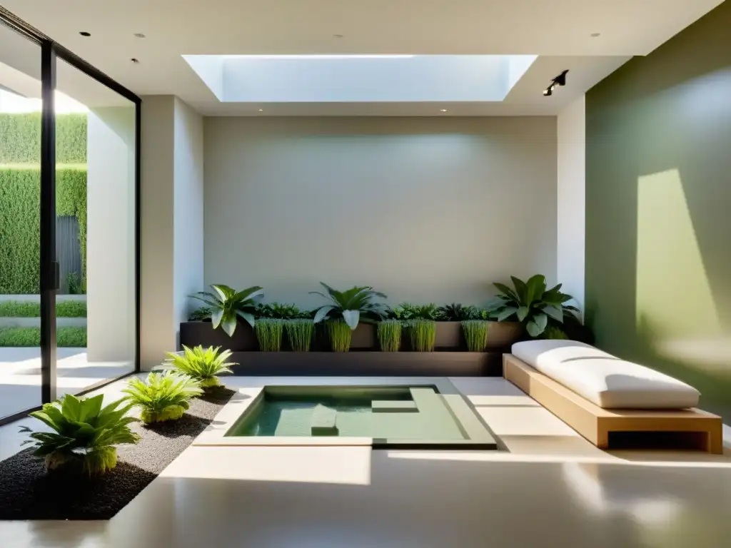 Espacio comercial minimalista con diseño Feng Shui, equilibrio armonioso y serenidad natural