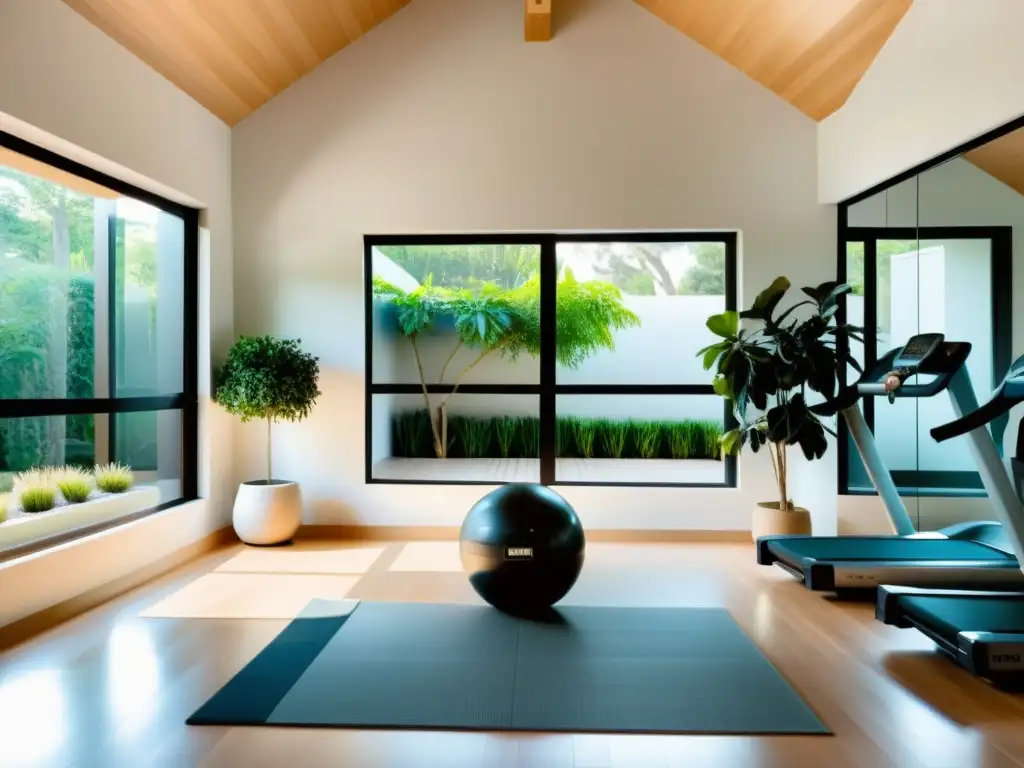 Espacio de gimnasio en casa con diseño Feng Shui para crear armonía y equilibrio