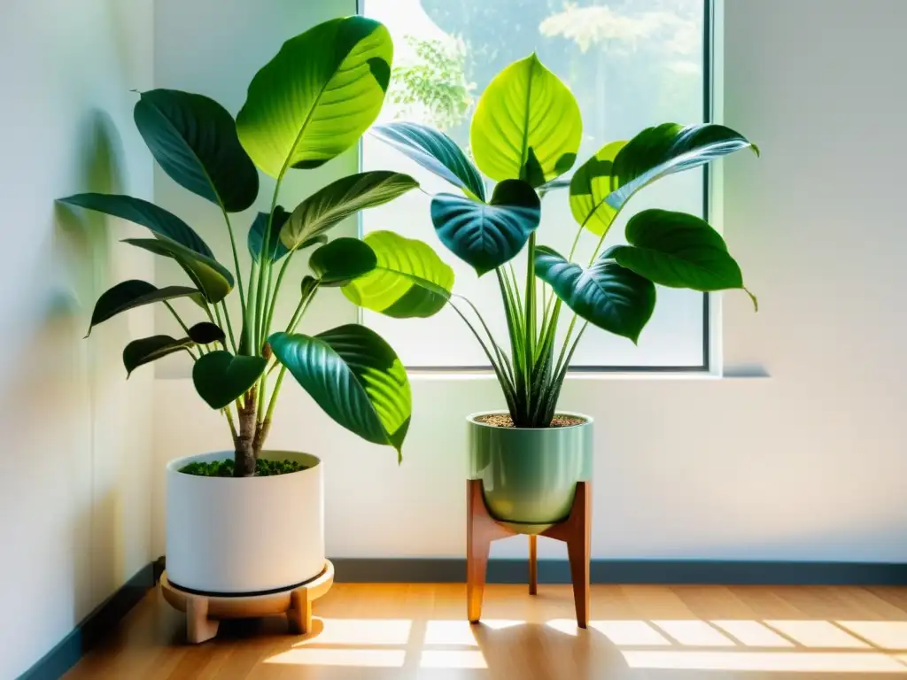 Espacio interior armonioso con plantas de interior para Feng Shui, vitalidad y calma