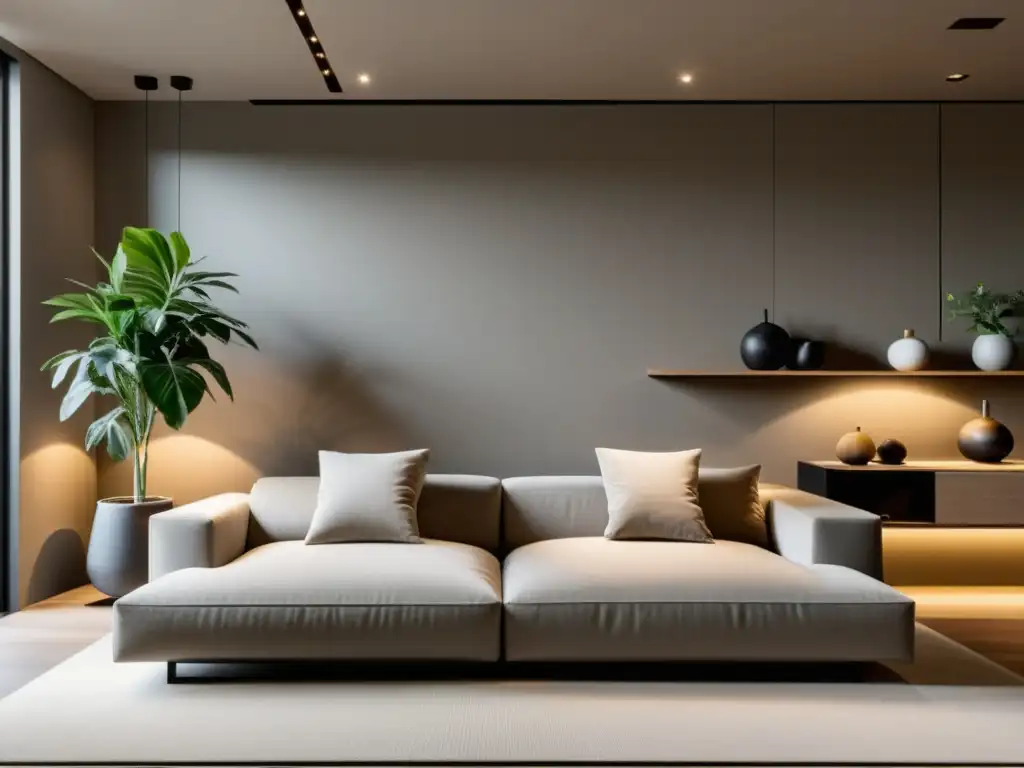 Espacio interior minimalista con muebles y decoración según el Feng Shui