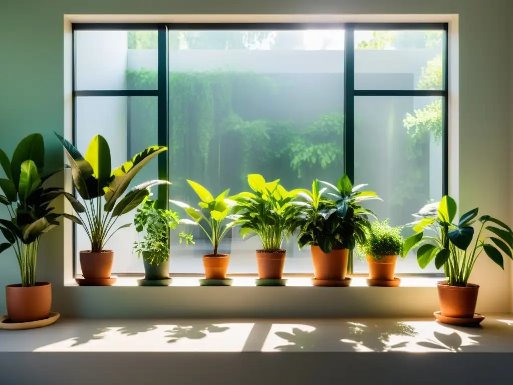 Un espacio interior sereno con plantas de interior para armonización