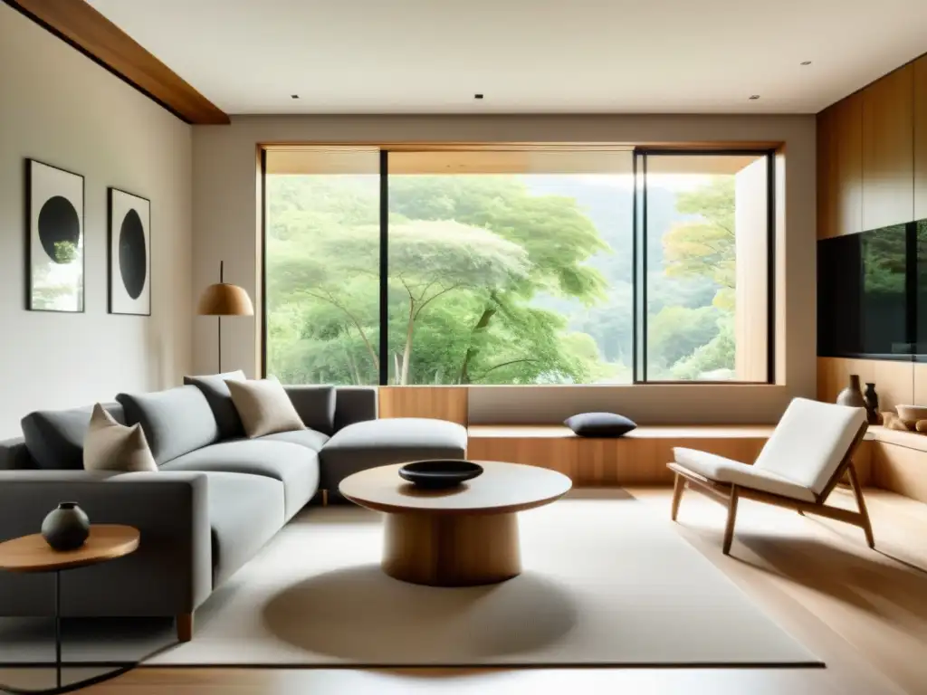 Espacio minimalista y armonioso con mobiliario según Feng Shui