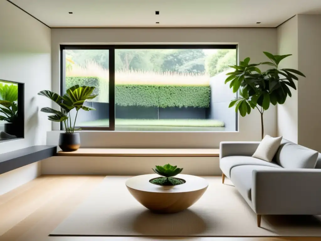 Espacio minimalista con Feng Shui para energías negativas