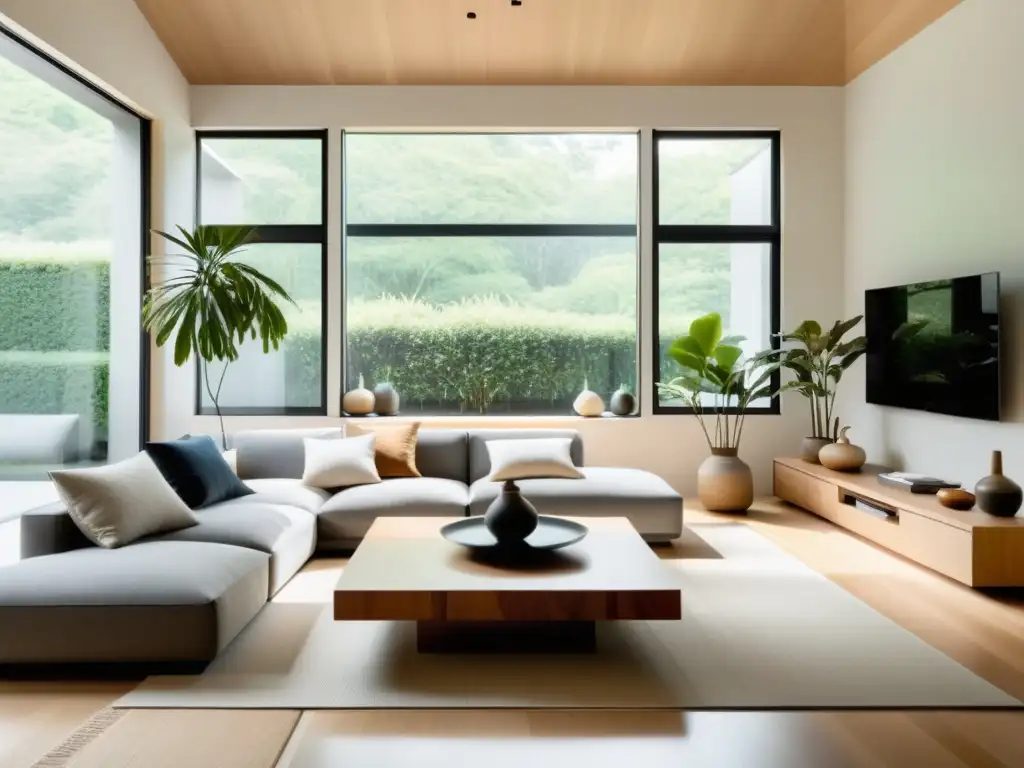 Espacio minimalista con influencia del Feng Shui en arquitectura moderna