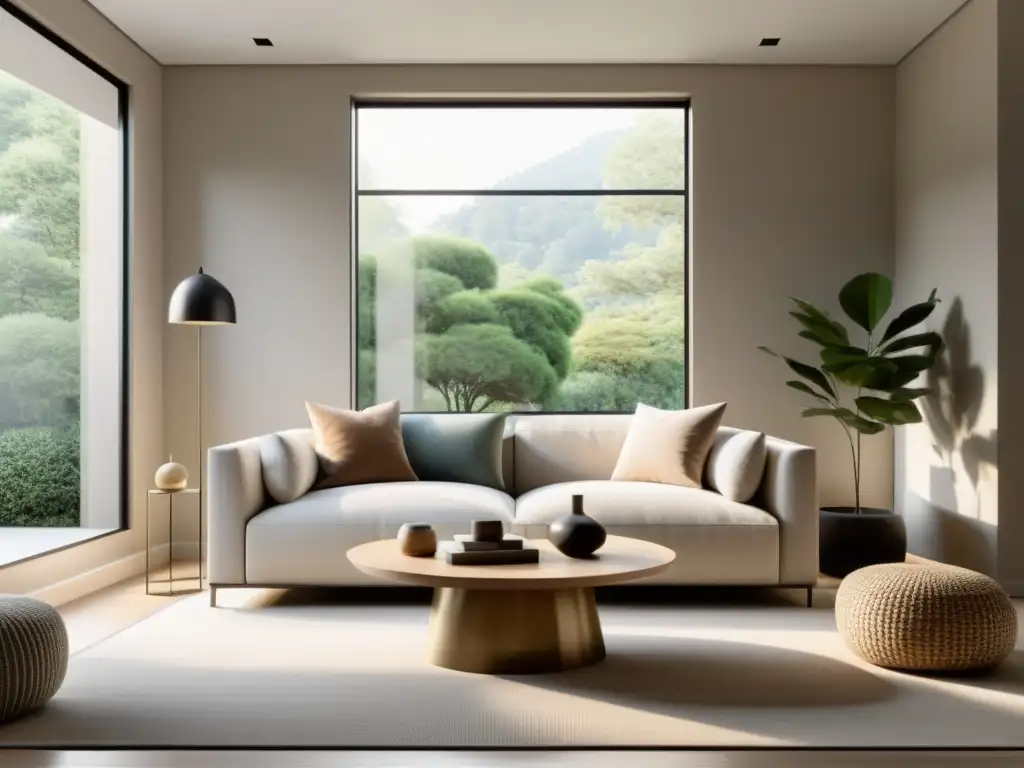 Espacio minimalista y sereno con Feng Shui moderno para decoración