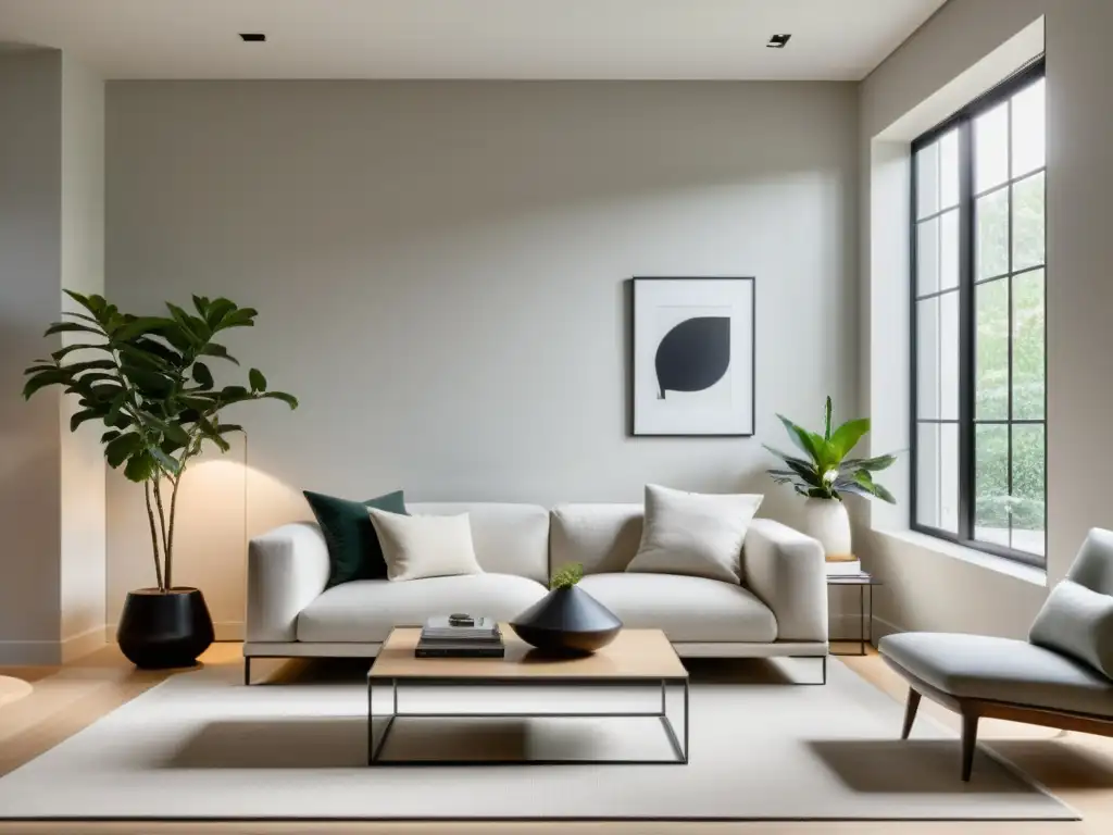 Un espacio minimalista y sereno con muebles modernos y una decoración cuidadosamente seleccionada