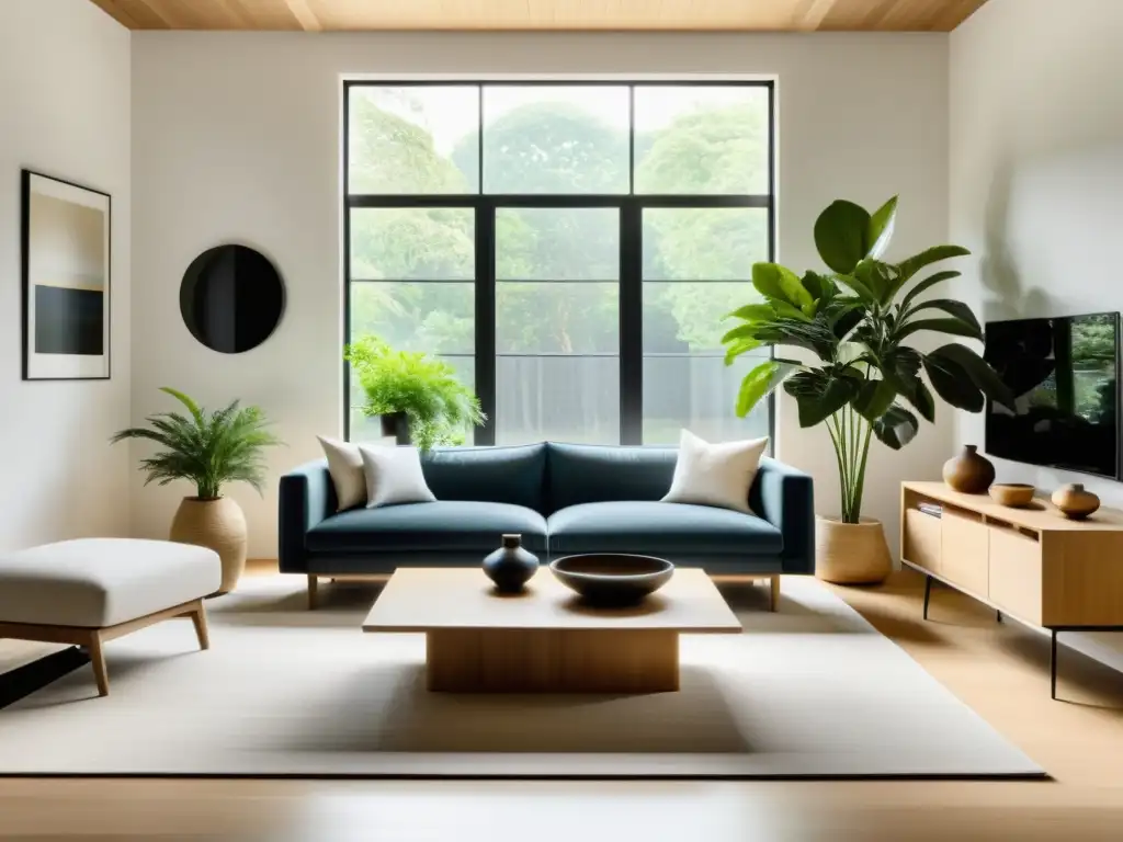 Espacio minimalista y tranquilo con influencia de minimalismo y Feng Shui para hogar