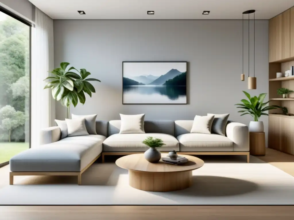 Espacio multiuso Feng Shui con mobiliario cuidadosamente dispuesto, colores equilibrados y ambiente armonioso