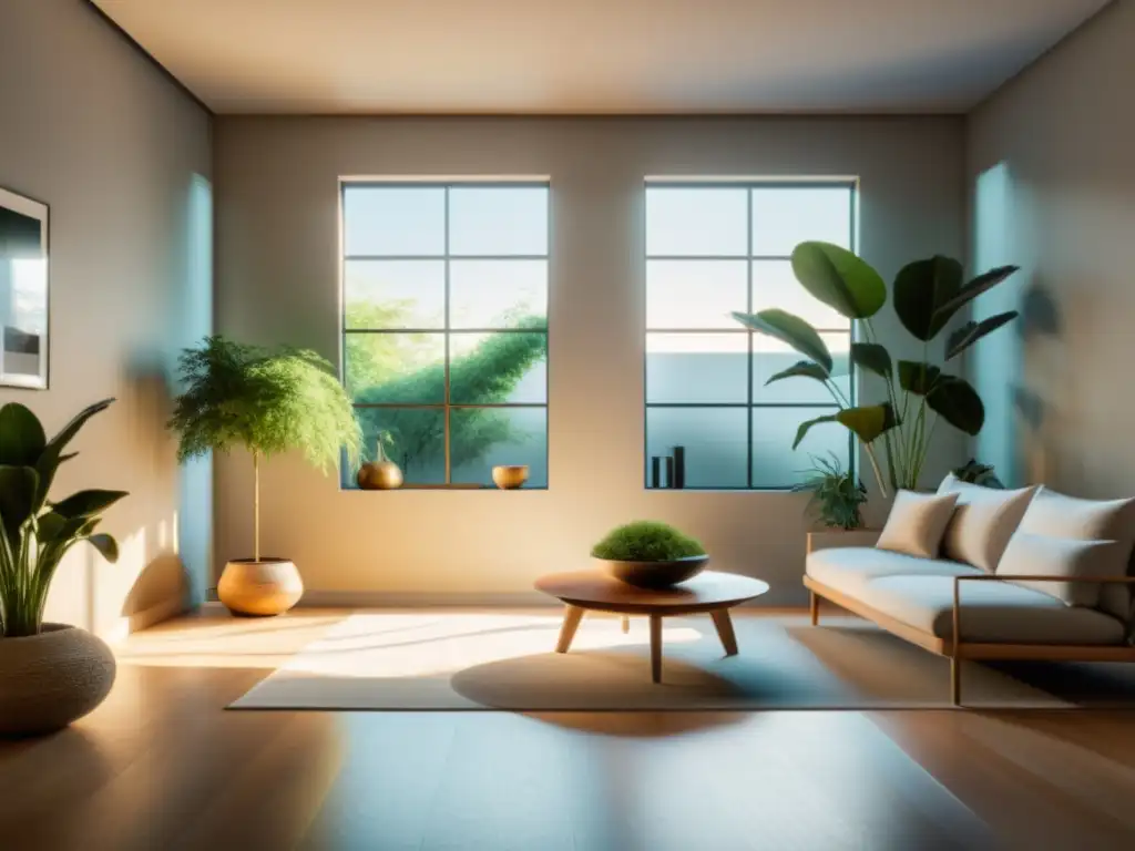 Espacio sereno y armonioso con decoración según principios Feng Shui