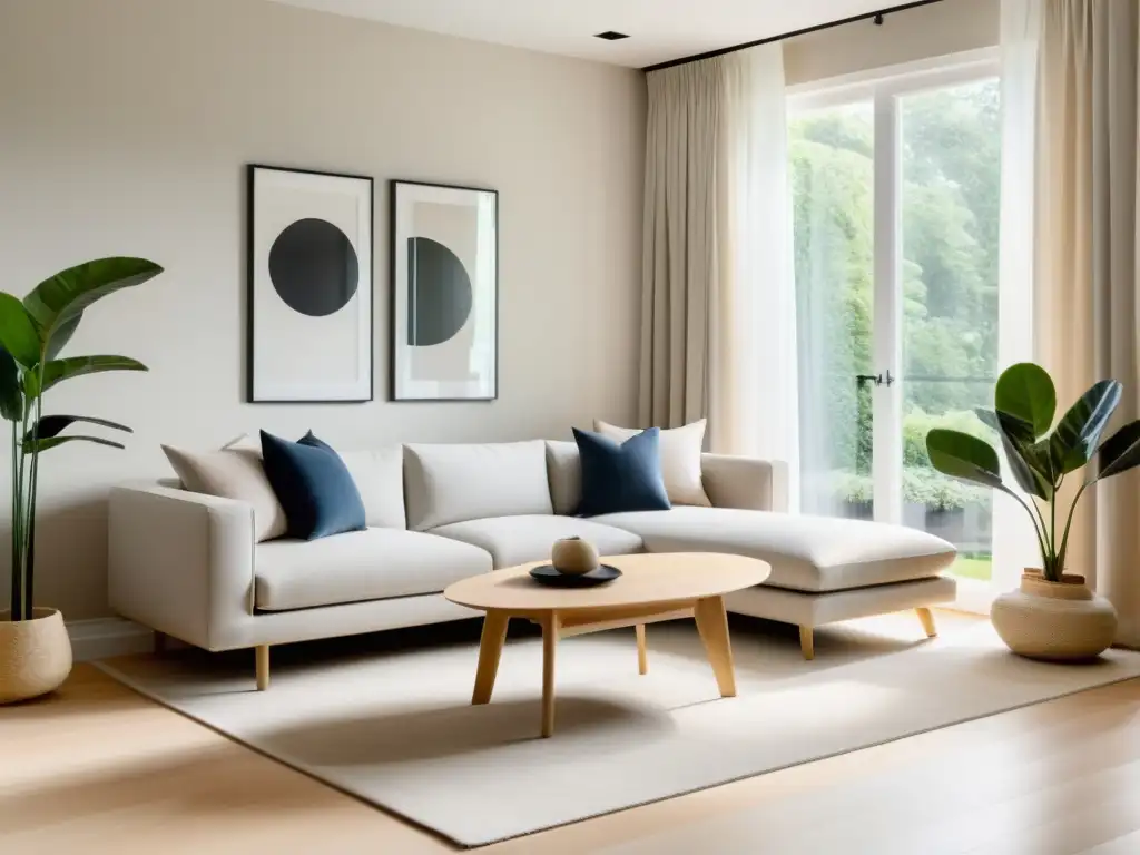 Espacio sereno con influencia de la Psicología del Feng Shui en Decoración, sala minimalista con muebles modernos y toques de tranquilidad