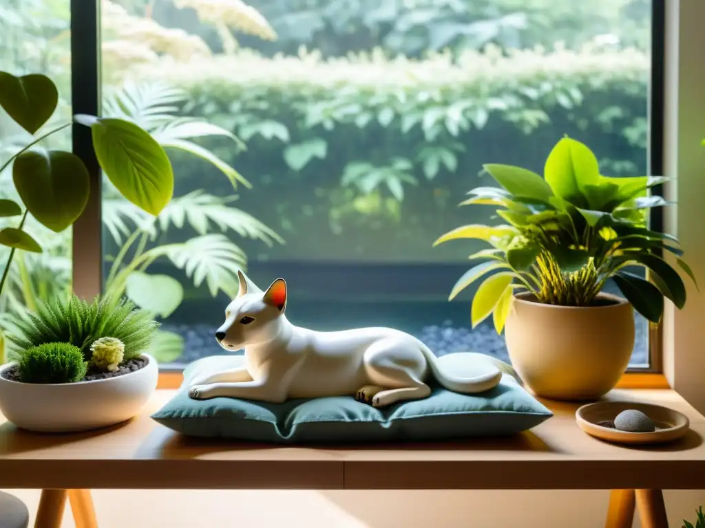 Espacio sereno para mascotas, equilibrio y bienestar físico mascotas Feng Shui